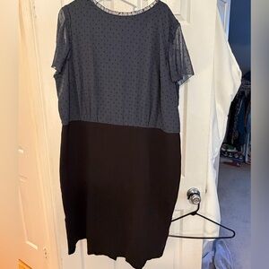 LOFT Black and Dark Gray Midi Dress